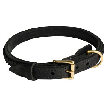 Newfoundland Leather Braided Collar with Solid Hardware