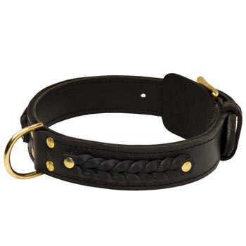 Braided Newfoundland Leather Dog Collar 