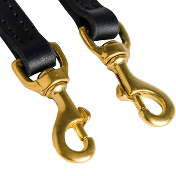 Leather Leash for Newfoundland with Rust Resistant Snap Hooks