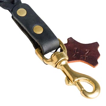 Solid Snap Hook Hand Riveted to the Leather Newfoundland Leash