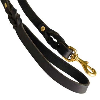 Dog Leash Leather with Snap Hook Brass-Made for Newfoundland