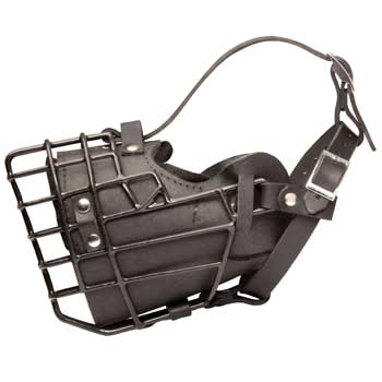 Leather Newfoundland Muzzle Padded Metal Basket
