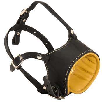Adjustable Newfoundland Muzzle Padded with Soft Nappa Leather for Anti-Barking Training